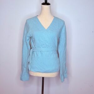 NWOT Ann Taylor Baby Blue Angora Rabbit Hair & Wool Wrap  Sweater Size M